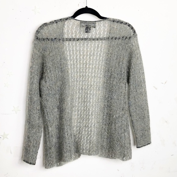 LINDA Allard & Ellen Tracy mohair blend open knit lightweight cardigan - Picture 2 of 7